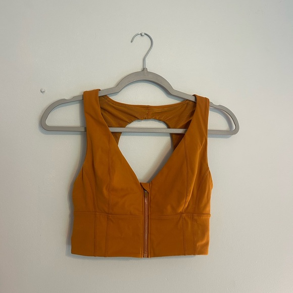 FP Movement by Free People Tops - Free People Movement Zip-Up Front Open Back Crop Tank Top Sports Bra in Mustard